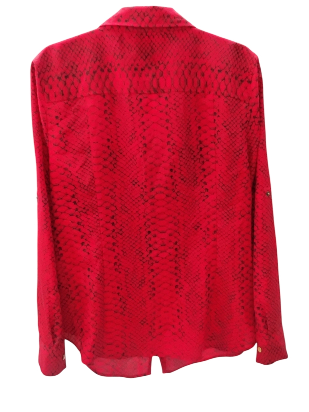 Michael Kors Red Snakeskin-Print Zip Front Blouse SZ XL - Picture 4 of 7